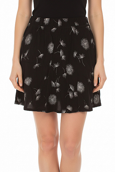 SELECTED Dámská Viskózová černá Sukně Krátká Vzorovaná S Pružným Pasem Letní áčková Vel. 36