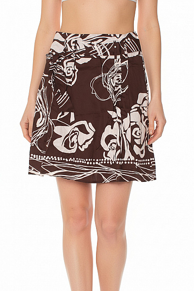 S.OLIVER Bavlněná Dámská Hnědá Květinová Vzorovaná áčková Krátká Sukně Vel. EU 36