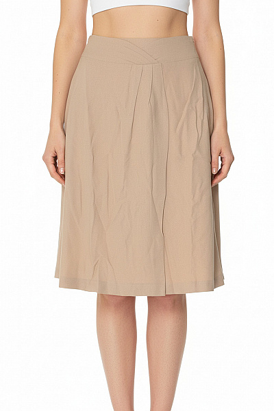 Max Mara Dámská Béžová Acetátová Midi Sukně Elegantní Volná áčková řasená Vel. 38