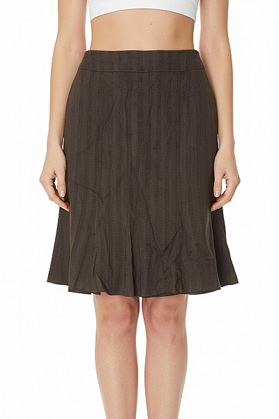 TAIFUN Dámská Hnědá áčková Midi Sukně Elegantní Business Acetátová Rozšířená Vel. EU 38