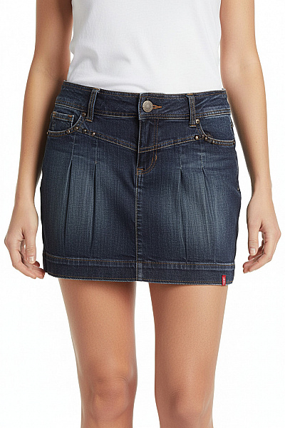 Esprit Dámská Džínová Mini Sukně Tmavě Modrá Plisovaná Vel. 36