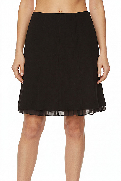 Street One Černá Polyesterová Elegantní Rozšířená Sukně Ke Kolenům Se Zipem Vel. 34