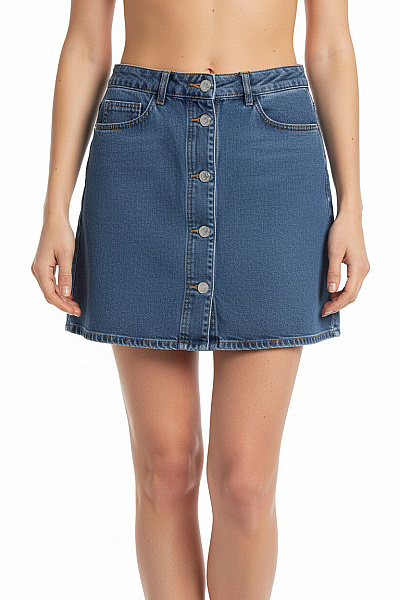 Noisy May Dámská Džínová áčková Sukně S Knoflíky Modrá Velikost EU S