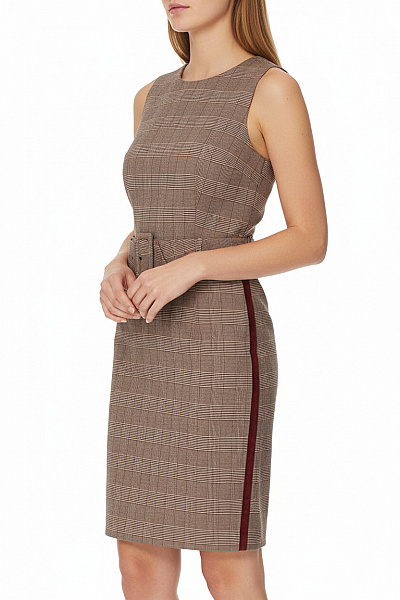 NIKKIE Dámská Kostkovaná Midi Sukně S Páskem Podzimní Elegantní Hnědá Vel. EU 34