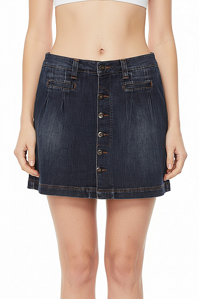 CAMPUS Dámská Tmavě Modrá Džínová Mini áčková Sukně S Knoflíky Vel. S