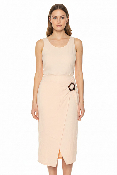 Dámská Bavlněná Midi Sukně Zavinovací Asymetrická Růžová Elegantní Vel. EU 36