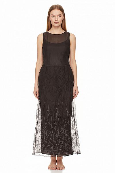 MARC AUREL Dámská černá Maxi Sukně Průsvitná Vzorovaná Elegantní Splývavá Vel. 38