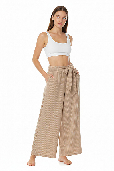 NA-KD Dámské Pruhované Kalhoty S Páskem Volnočasové široké Velikost S