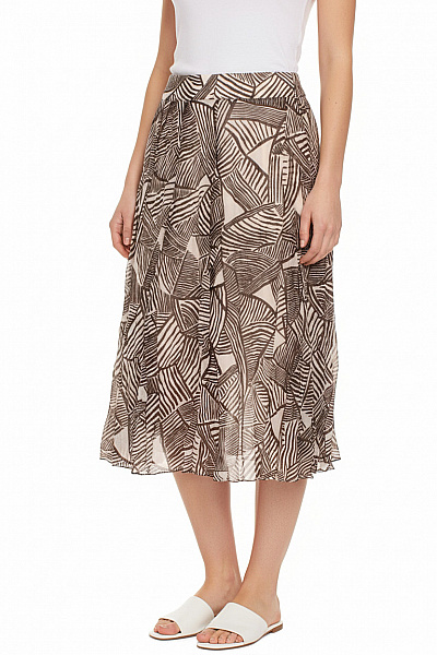 BASLER Dámská Sukně Midi Vzorovaná Průsvitná Plisovaná Vel. 40