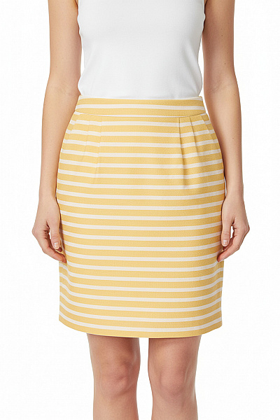 HALLHUBER Dámská Pruhovaná Bavlněná Sukně Letní Krátká žlutá Vel. 40