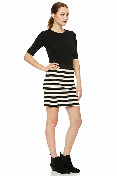 S.OLIVER Dámská Pruhovaná Mini Sukně černobílá Elastická Vel. EU L