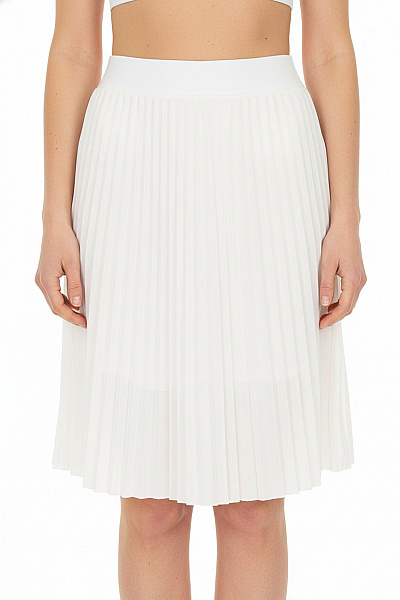 Dámská Bílá Plisovaná Midi Sukně S Gumou V Pase Vel. S