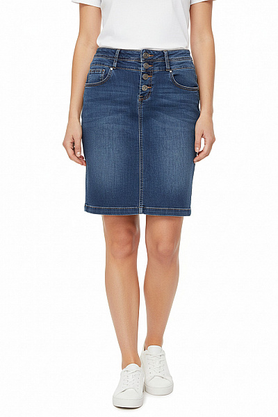 FRANSA Dámská Bavlněná Modrá Džínové Pouzdrová Sukně S Knoflíky Vel. 40