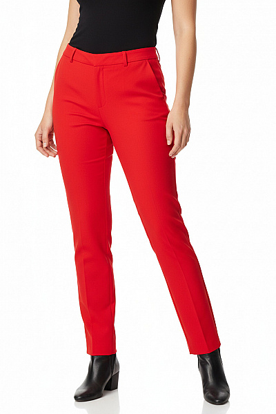 ZARA Dámské červené Elegantní Volnočasové Kalhoty Rovné Velikost 42