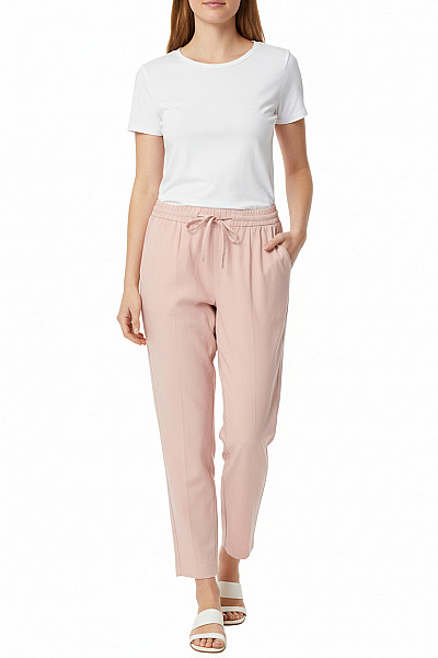 ZARA Dámské Růžové Bavlněné Volnočasové Kalhoty S Mašlí A Kapsami Vel. M