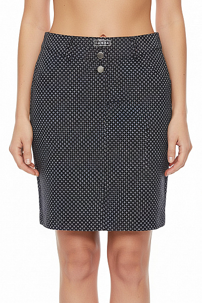 Canda Dámská Pouzdrová Mini Sukně Tmavá Puntíkatá Elegantní Business Vel. 38