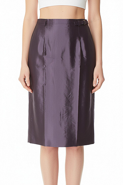 Windsor. Hedvábná Midi Sukně Fialová Elegantní Rovná Business Velikost 36