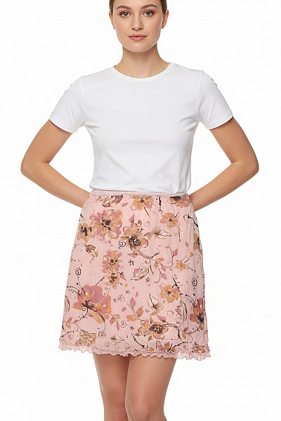 COMMA Dámská Růžová Květinová Letní Průsvitná Krátká Sukně Volná Velikost 38