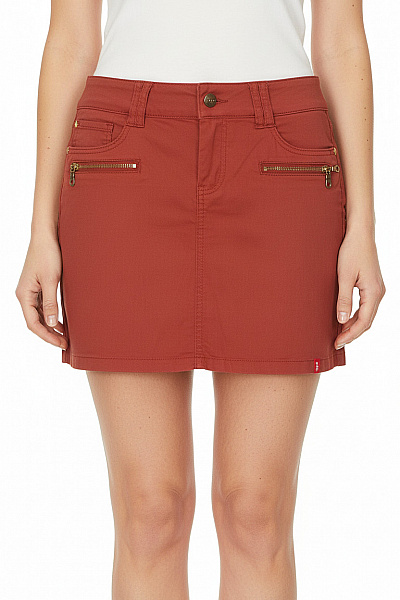 Esprit Dámská Bavlněná Mini Sukně Cihlová Se Zipy Velikost 34