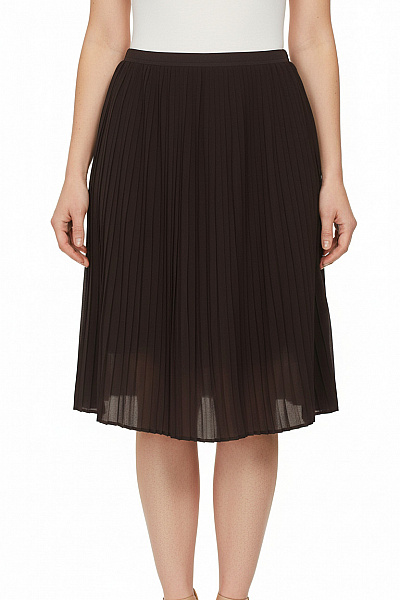 Modstrom Dámská Polyesterová Tmavě Hnědá Plisovaná Krátká Sukně S Pružným Pasem Vel. L