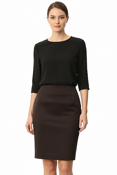 Vera Mont Dámská Pouzdrová Polyesterová Tmavě Hnědá Business Sukně Ke Kolenům Vel. 38