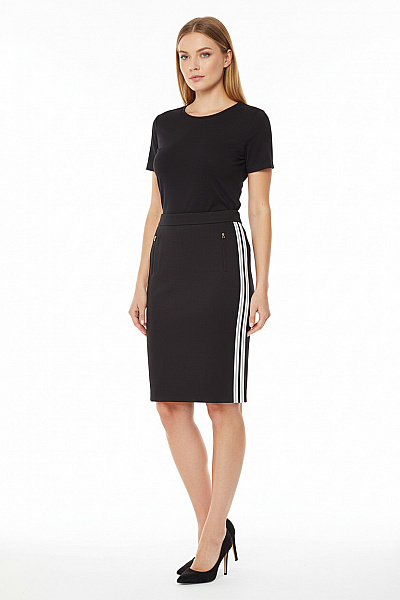 Bogner Dámská Polyesterová Pouzdrová Sukně černá Sportovní S Kapsami Pruhovaná Vel. 36