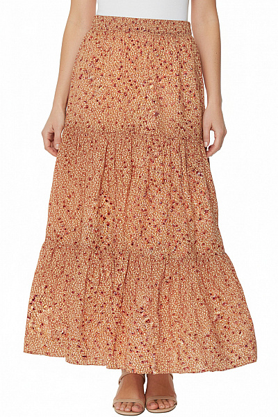 VILA Dámská Dlouhá Letní Volná áčková Sukně S Potiskem řasená Velikost 34