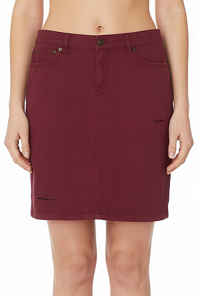 Dámská Bavlněná Pouzdrová Mini Sukně Bordó Jednobarevná S Kapsami Vel. DE 34
