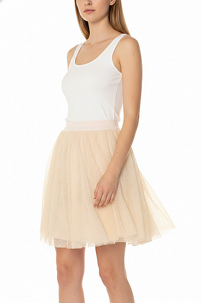 Abercrombie&Fitch Dámská Tylová Sukně S Puntíky Béžová Krátká Velikost S