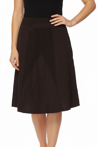 TAIFUN Dámská Tmavě Hnědá Midi Sukně Volná Business S Kapsami Velikost 44