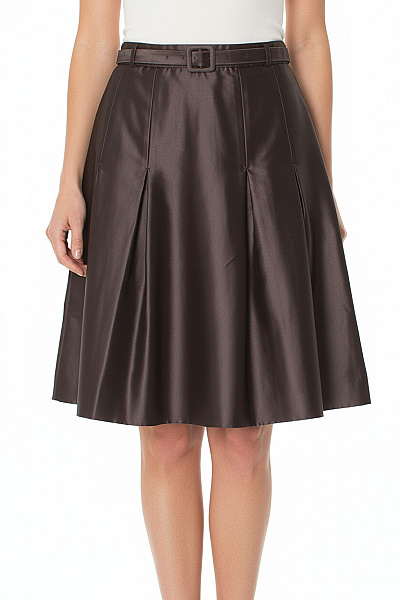 Coast Hnědá Společenská Midi Sukně S Páskem Plisovaná Vel. 10