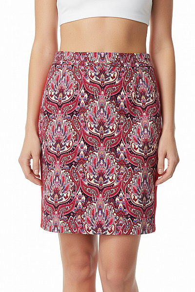 Tramontana Dámská Viskózová Krátká Vzorovaná Pouzdrová Sukně červená Vel. S