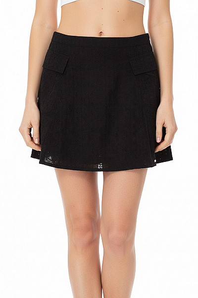 SUPERDRY Dámská Bavlněná černá Broderie Anglaise áčková Letní Mini Sukně Vel. XS