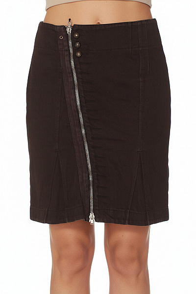 DIESEL Dámská Bavlněná Pouzdrová Sukně Tmavě Hnědá Se Zipem Vel. 28