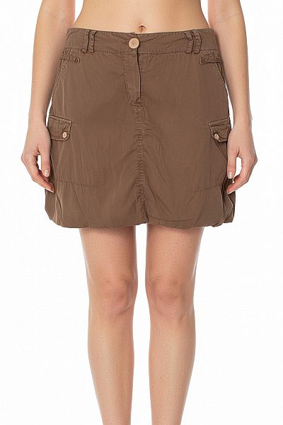 Dámská Bavlněná Cargo Mini Sukně Hnědá Volná Letní S Kapsami Vel. 38