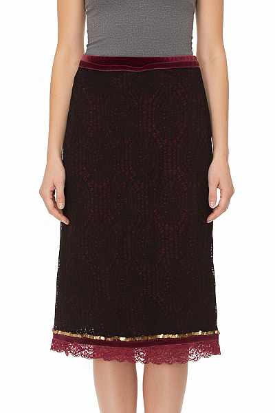 Karen Millen Dámská černá červená Krajková Pouzdrová Sukně Elegantní Večerní Dlouhá Vel. 10