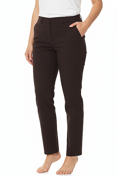 Dámské Bavlněné Hnědé Elegantní Rovné Kalhoty S Kapsami Vel. 40