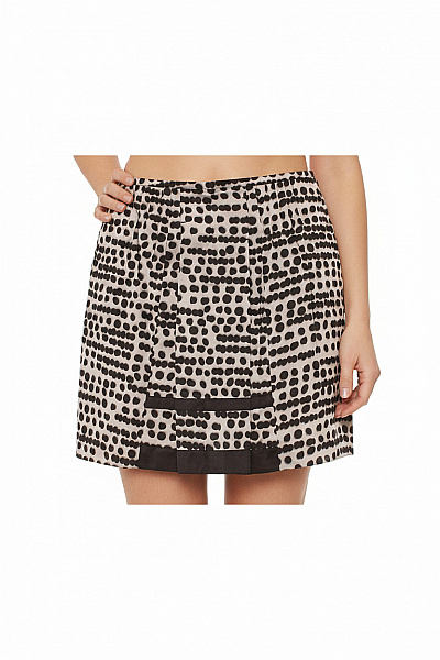 MARC AUREL Hedvábná Krátká Vzorovaná Sukně S Puntíky černobílá Nabíraná Velikost 34