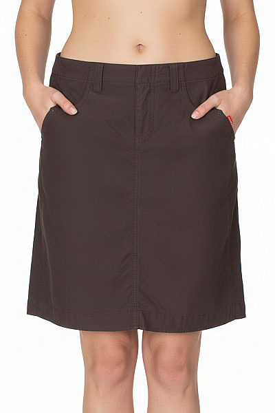 Jackpot Dámská Outdoorová Polyesterová Sukně Hnědá Rovná Ke Kolenům S Kapsami Velikost 32