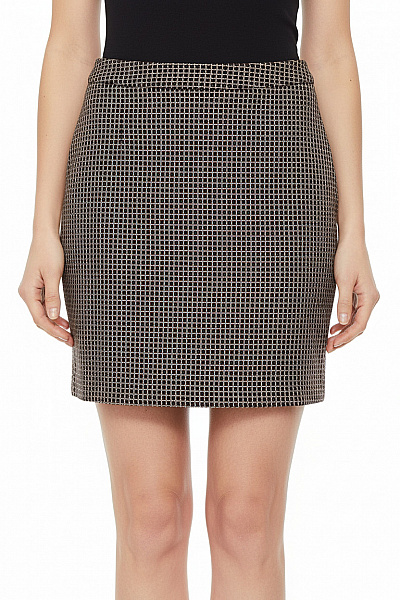 BANANA REPUBLIC Vlněná Kostkovaná Mini Sukně černobílá Business Velikost XS