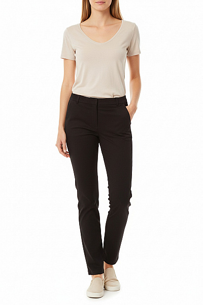 MANGO Dámské černé Oblekové Rovné Kalhoty Elegantní Dlouhé S Kapsami Velikost 34