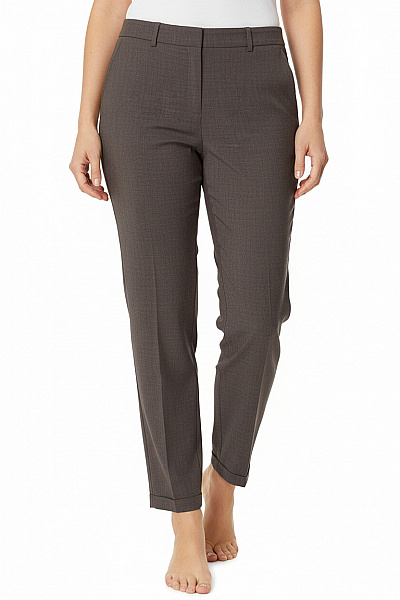 KAREN BY SIMONSEN Dámské Oblekové Kalhoty Hnědé Rovné Elegantní S Kapsami Velikost 40