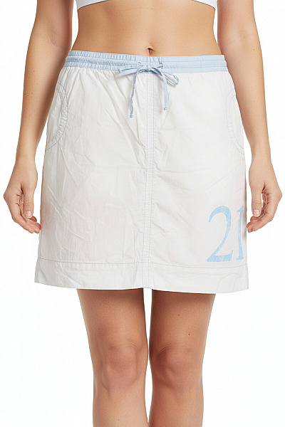 River Woods Bílá Bavlněná Mini Sukně S Potiskem A Kapsami Vel. 42