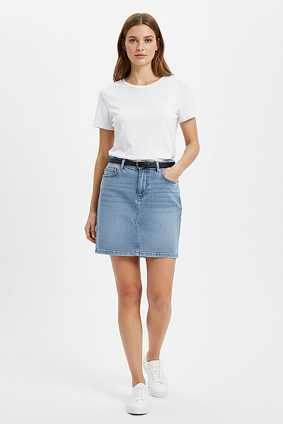 ONLY Dámská Modrá Bavlněná Pouzdrová Džínové Mini Sukně S Kapsami Velikost 42