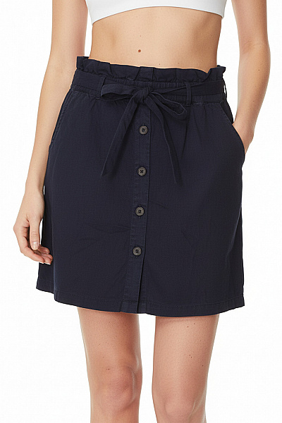 Esprit Tmavě Modrá Lyocellová áčková Sukně S Knoflíky A Páskem Vel. 30