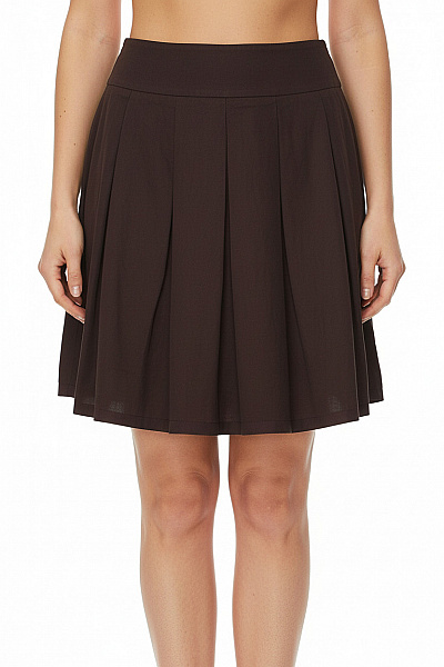 Karen Millen Dámská Bavlněná Hnědá Kolová Krátká Volná Sukně Vel. 38