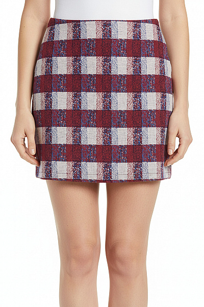Topshop Dámská Polyesterová Kostkovaná Mini Sukně Podzimní červená Vzorovaná Vel. UK 8
