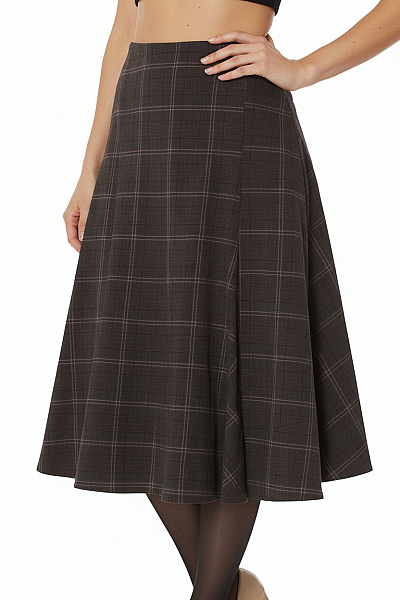 Next Dámská Polyesterová Károvaná áčková Kostkovaná Rozšířená Sukně Hnědá Vel. 12