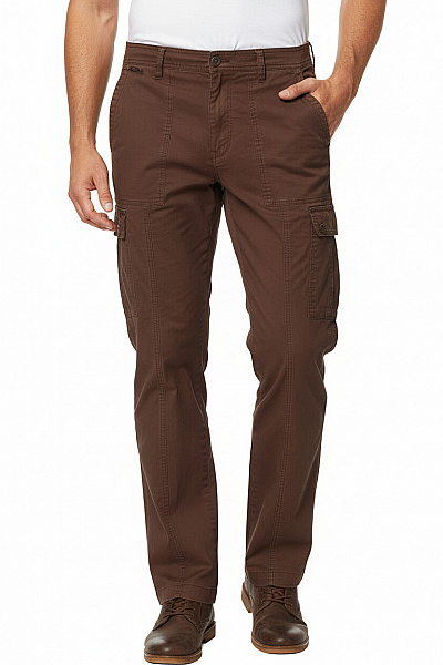 BRAX Bavlněné Hnědé Volnočasové Kalhoty S Kapsami Rovné Ležérní Vel. 42