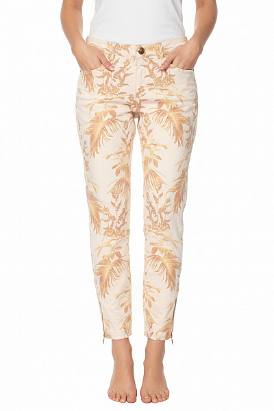 Mos Mosh Dámské Bavlněné Kalhoty S Potiskem Džungle Skinny Ležérní Jarní Letní Vel. 28